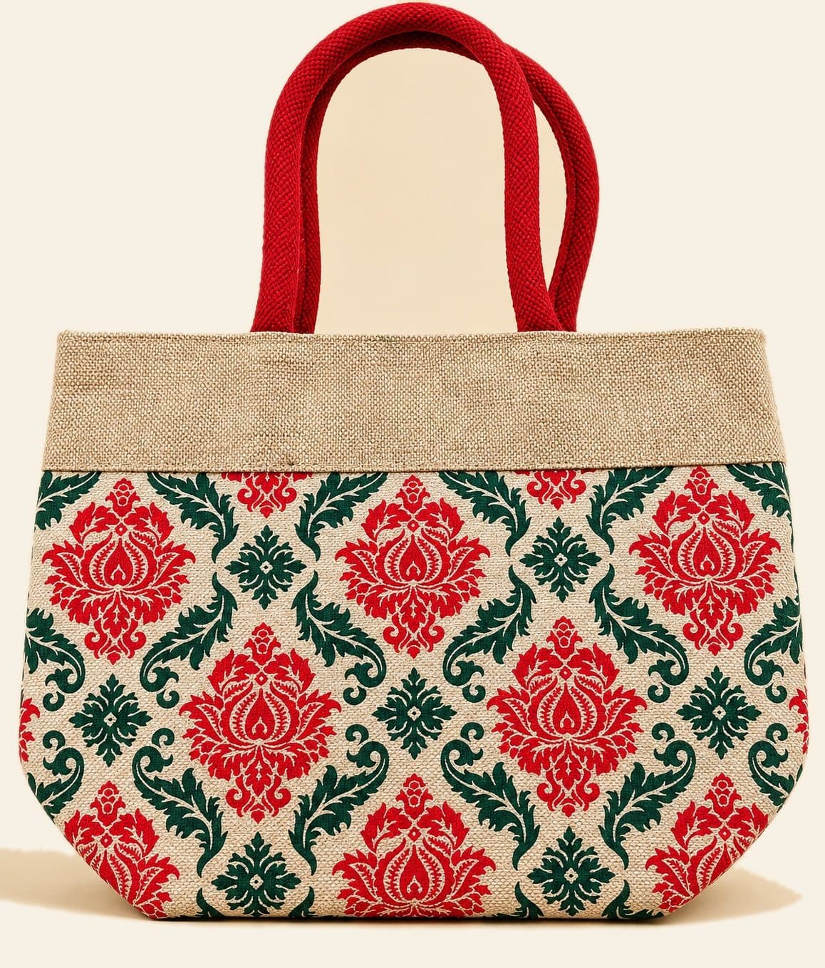 Damask Tote — handmade jute bag by HuskWorks, available for bulk and custom-branded orders